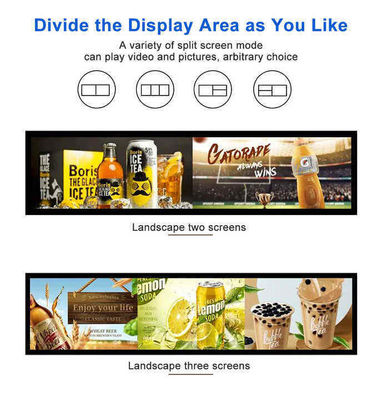 L'affichage publicitaire LCD de type barre étendue à résolution ultra large de 24 pouces Le choix parfait pour la vente au détail des rayons des supermarchés