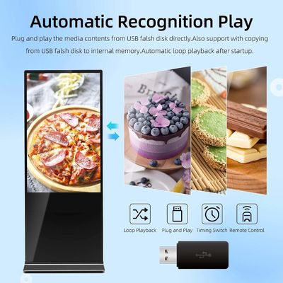 Affichage publicitaire LCD de 75 pouces verticale AD Kiosk Affichage tactile Android Totem debout au sol