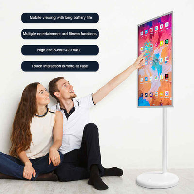 24 pouces Stand By Me TV Intérieur Android 12 Publicité Affichage numérique Portable Smart TV debout au sol