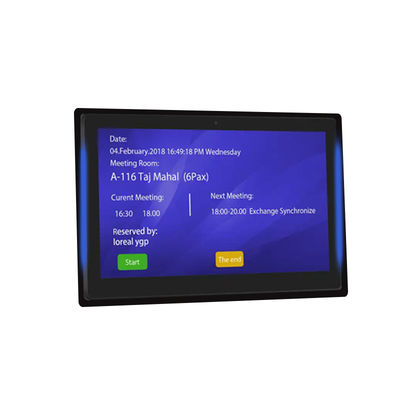 10.1 pouces RK3399 2+16 Go Tablette murale de salle de conférence NFC POE Système de réservation de salle de réunion avec lumière des deux côtés