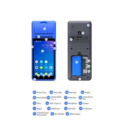 Terminal de paiement mobile NFC intelligent 5,5 pouces Machine de point de vente portable Terminal intelligent portable avec imprimante et caméra