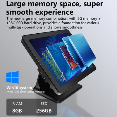 Nouveau design Terminal de point de vente de bureau 15 pouces 60Hz 8+256 Go N100 CPU Caisse enregistreuse de vente au détail avec imprimante et scanner