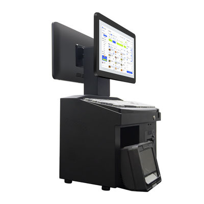 Caisse enregistreuse POS Win 7 à double écran tactile 14 pouces, processeur i3, 4+64 Go, terminal POS de bureau avec imprimante, clavier, scanner