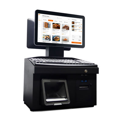 Caisse enregistreuse POS Win 7 à double écran tactile 14 pouces, processeur i3, 4+64 Go, terminal POS de bureau avec imprimante, clavier, scanner