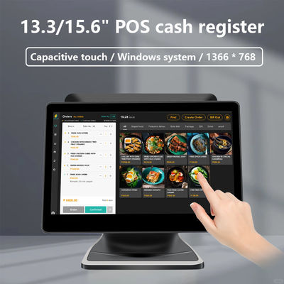 13.3/15.6 pouces Écran tactile double Système de point de vente I3 Système Win Terminal de point de vente au détail avec base pliable