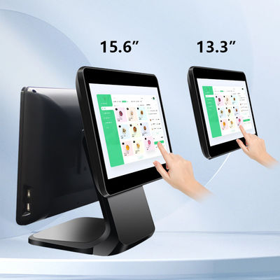 13.3/15.6 pouces Écran tactile double Système de point de vente I3 Système Win Terminal de point de vente au détail avec base pliable