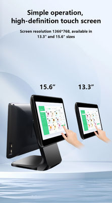 13.3/15.6 pouces Écran tactile double Système de point de vente I3 Système Win Terminal de point de vente au détail avec base pliable
