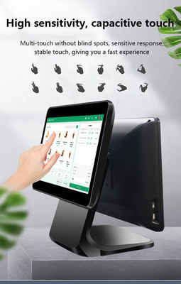 13.3/15.6 pouces Écran tactile double Système de point de vente I3 Système Win Terminal de point de vente au détail avec base pliable