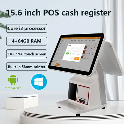 Système de point de vente de restauration rapide 15.6 " Tout en un écran tactile Caisse d'épargne Système d'affichage de la cuisine Imprimante de commande NFC Terminal de paiement QR