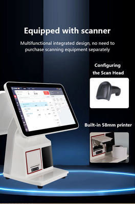Système de point de vente de restauration rapide 15.6 " Tout en un écran tactile Caisse d'épargne Système d'affichage de la cuisine Imprimante de commande NFC Terminal de paiement QR