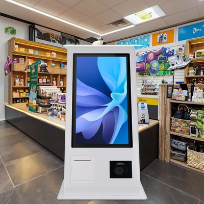 Borne libre-service POS 15,6" avec système d'exploitation Windows 10, écran tactile, scanner, imprimante, lecteur NFC et QR code