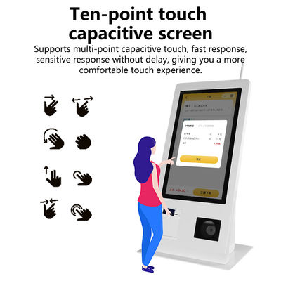 Borne libre-service POS 15,6" avec système d'exploitation Windows 10, écran tactile, scanner, imprimante, lecteur NFC et QR code