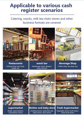 Borne libre-service POS 15,6" avec système d'exploitation Windows 10, écran tactile, scanner, imprimante, lecteur NFC et QR code