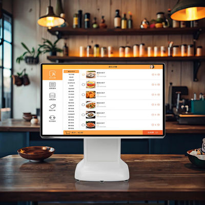 Caisse enregistreuse POS Windows, design simple en plastique et écran double 15,6 pouces tout-en-un pour Windows