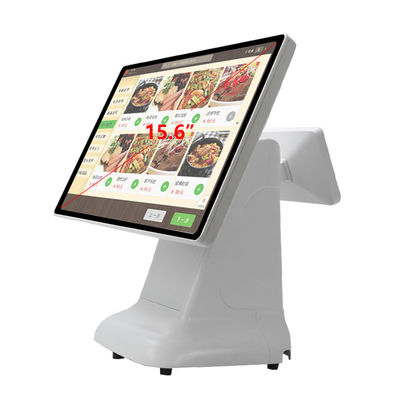 Caisse enregistreuse POS Win, design simple en plastique et écran double 15,6 pouces tout-en-un pour Win