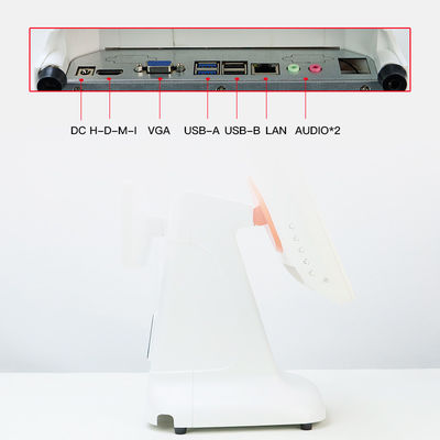 Caisse enregistreuse POS Windows, design simple en plastique et écran double 15,6 pouces tout-en-un pour Windows