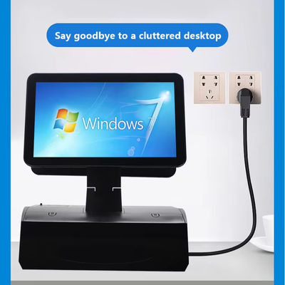 15.6 pouces double écran tactile tout en un système de point de vente avec tiroir de trésorerie et intégré à l'imprimante 58 mm 2 GB RAM Supermarché