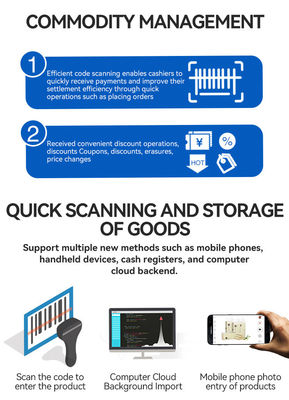 Imprimante thermique de commande de restaurant avec résolution Win/Android POS Registre de trésorerie 13.3/15.6 pouces 1366*768 Résolution