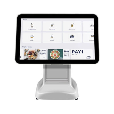 Système de terminal de point de vente (POS) tout-en-un Core White avec interface USB3.0, scanner, caisse enregistreuse, avec imprimante 80 mm et écran LCD 15,6 pouces