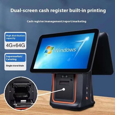 Machine de facturation de restaurants de détail 15.6 pouces Système de point de vente à double écran avec système d'exploitation Windows et point de vente Android