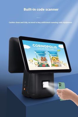 Machine de facturation de restaurants de détail 15.6 pouces Système de point de vente à double écran avec système d'exploitation Windows et point de vente Android