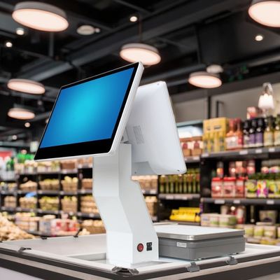 15.4 pouces double écran Windows Touch tout en une seule échelle pesant POS Supermarché Hôtel's Ultimate POS Solution avec WIFI / BT
