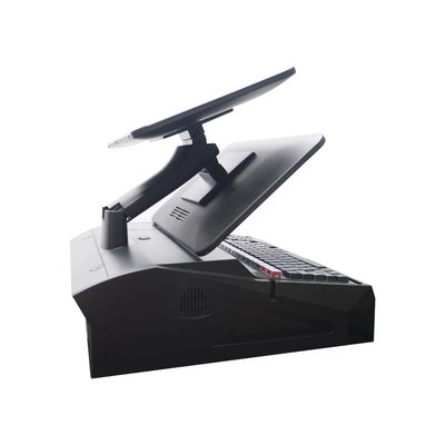 Caisse enregistreuse POS Windows 7 à double écran 15,6 pouces OEM ODM avec processeur N2840, 2+32 Go, terminal POS de bureau avec imprimante 58 mm, clavier