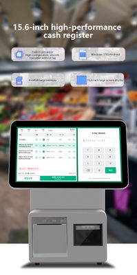 Caisse enregistreuse POS à double écran 15,6 pouces, processeur I3, 4+64 Go, système de point de vente pour la vente au détail, terminal POS pour supermarché