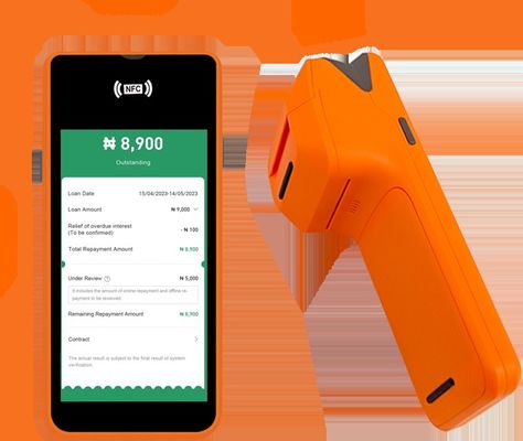 5.45 pouces Portable machine de postion portable Smart NFC Terminal de paiement mobile Système de postion orange avec imprimante de caméra