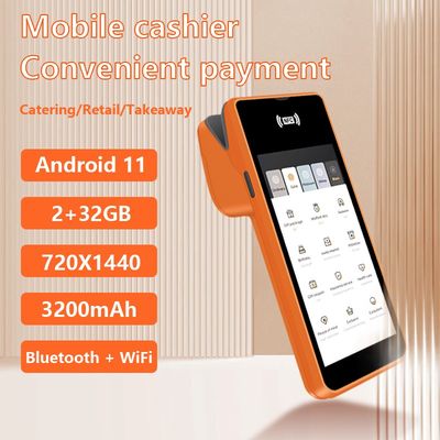 5.45 pouces Portable machine de postion portable Smart NFC Terminal de paiement mobile Système de postion orange avec imprimante de caméra