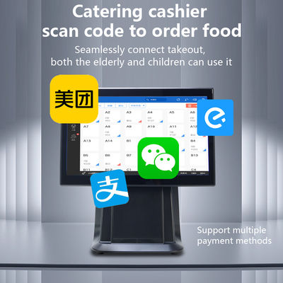 Caisse enregistreuse tactile 15,6" hautes performances avec processeur I3, tout-en-un pour supermarché, avec écran client