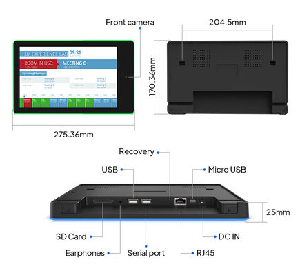 10.1" RK3288 Tablette Android de réservation de salle de réunion avec NFC, POE et LED Light Bar