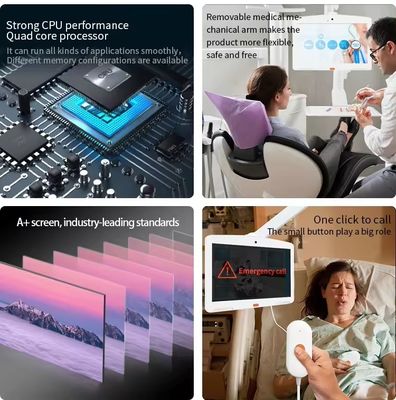 Support mural 13.3 pouces 1080p, pour soins de santé, wifi, carte SIM, tablette android, système d'appel d'infirmière pour hôpital
