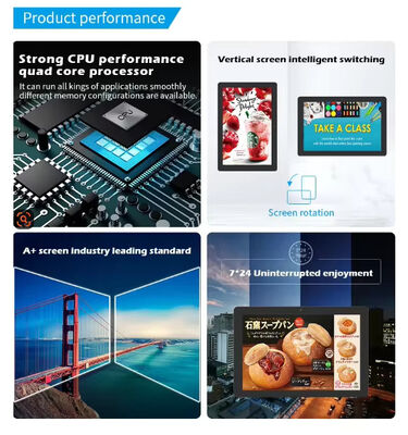 Tablette PC Android RK3566 commerciale 24 pouces à montage mural, affichage numérique pour menu de restaurant, café, magasin