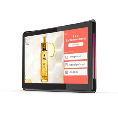 Tablette Android 10,1 pouces montée au mur avec NFC et POE, dotée d'une barre lumineuse LED pour les salles de réunion