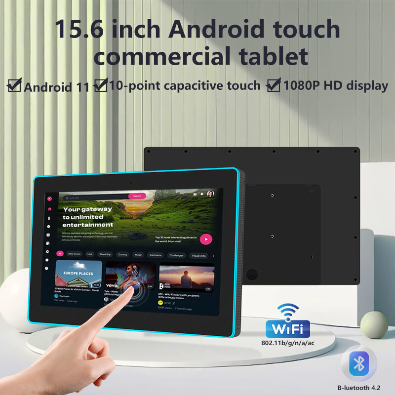 15.6 pouces RK3566 NFC POE Tablette de puissance PC Monté sur le mur Assemblée Android Tablette avec lumière LED