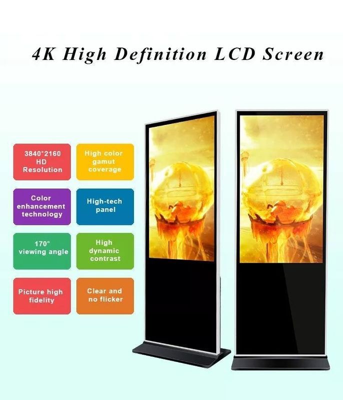 Lecteur publicitaire LCD intérieur de 55 pouces avec conception debout au sol et signalisation numérique