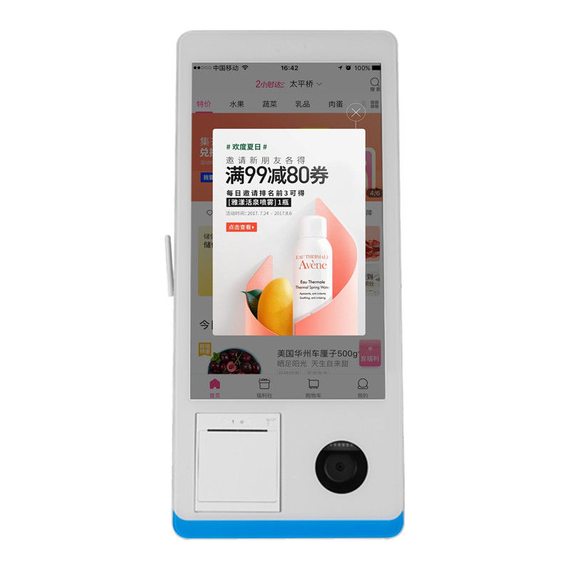 Restaurants en libre-service Kiosque de commande Win 8+128GB Kiosque de paiement en libre-service avec imprimante Nfc Scanner de code QR