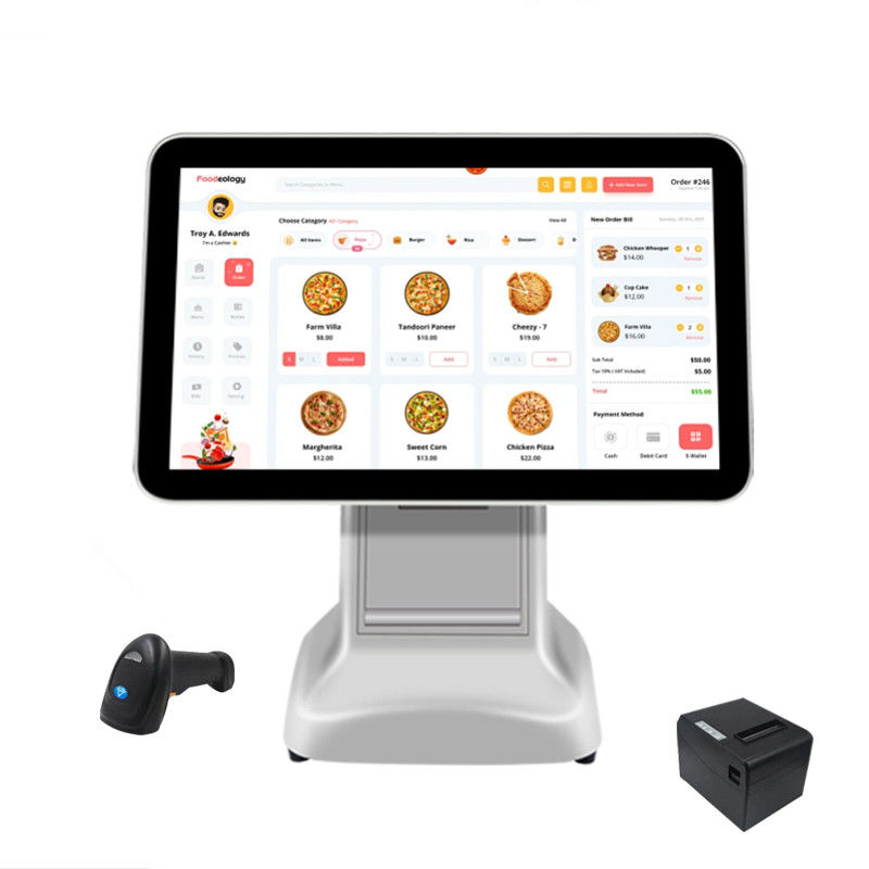 Produit Terminal de trésorerie 15,6 pouces Android POS tout en un supermarché mini caisse enregistreuse avec sortie d'imprimante couleur
