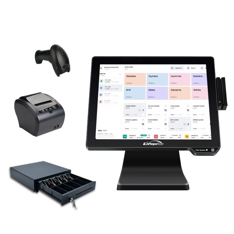 Imprimante de facturation pour restaurant OEM approuvée CE ROHS, machine de caisse enregistreuse tactile POS, terminal de point de vente, système de caisse enregistreuse tout-en-un