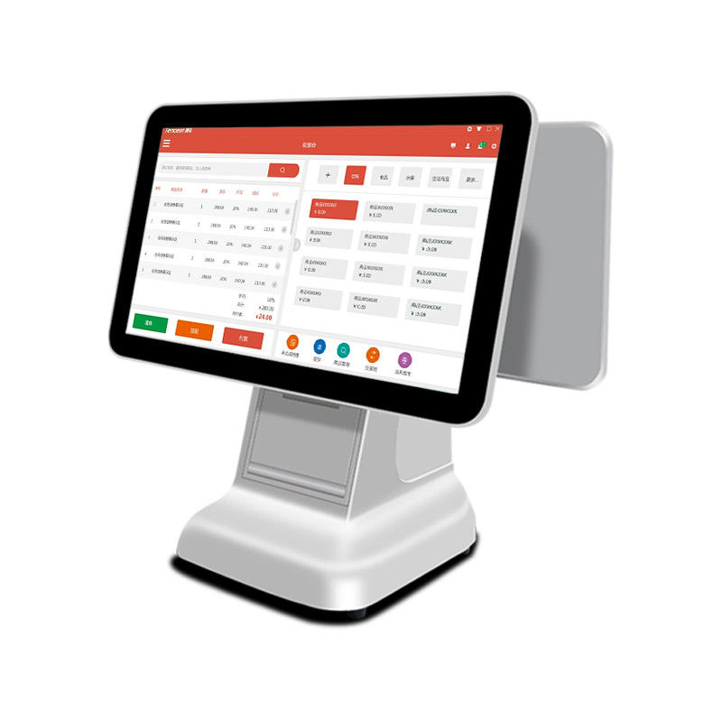 Système de terminal de point de vente (POS) tout-en-un Core White avec interface USB3.0, scanner, caisse enregistreuse, avec imprimante 80 mm et écran LCD 15,6 pouces